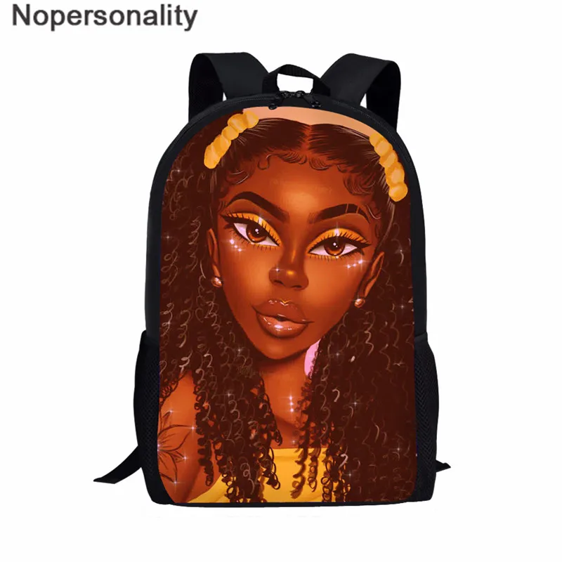 Nopersonality Black Art Afro Girl Print African Backpack for School Teenage Girls Book Bags Toddler Schoolbag Mochila Escolar - Цвет: Z5107C