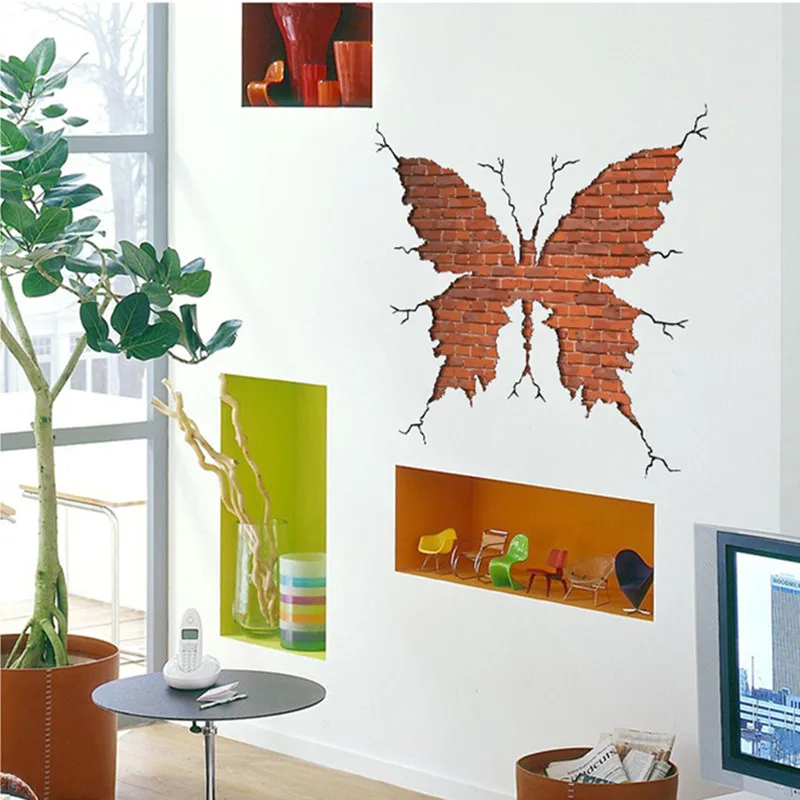 Fake Erfly Red Stone Wall Stickers Removable Bathroom Fake Erfly Red Stone Wall Stickers Removable Bathroom Living Room Decorative Wallpaper Decor Painting Decals In From Home