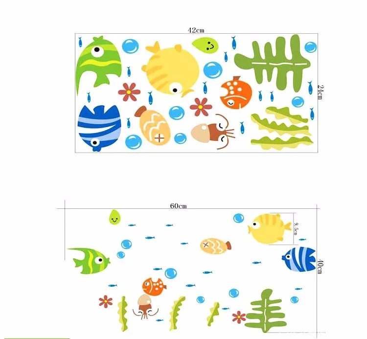 Zs наклейка водостойкая Наклейка на стену детская домашний декор Фреска ванная комната рыба детская комната