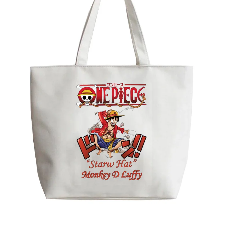 

Cartoon One Piece Anime Canvas Large Capacity Shopping Hand Bag Eco Friendly Handbag Casual Fashion Shopping Women Tote Bags