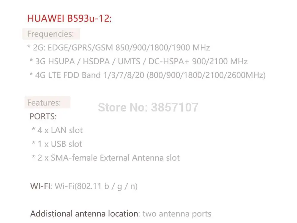 HUAWEI B593 4G разблокированный wi-fi-роутер 150 Мбит/с LTE CPE беспроводной шлюз/B593u-12 LTE FDD Band 1/3/7/8/20(800/900/1800/2100/2600