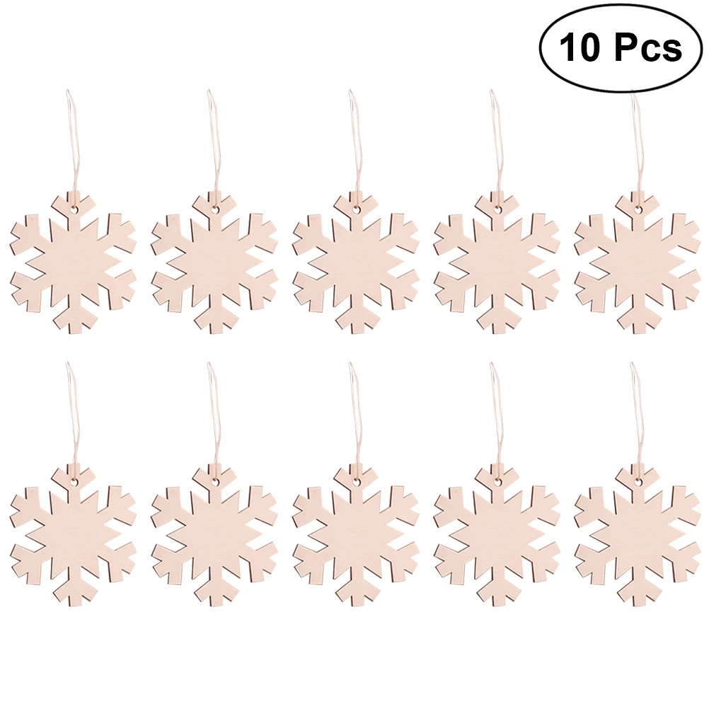 

10pcs Snowflake Wood Tags Durable Decorative Snowflake Decorations Snowflake Tags Ornamnets for Party Home Kids Decor
