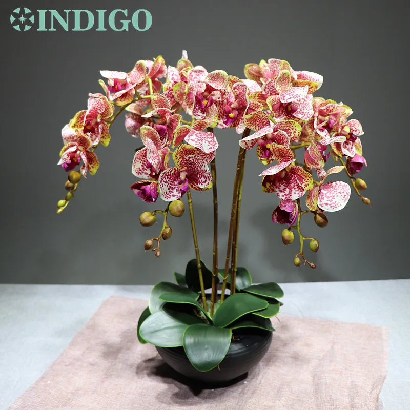

INDIGO-Coffee Orchids Flower Arrangment Real Touch Flower Table Centerpiece Office Reception Desk Decoration Event Free Shipping