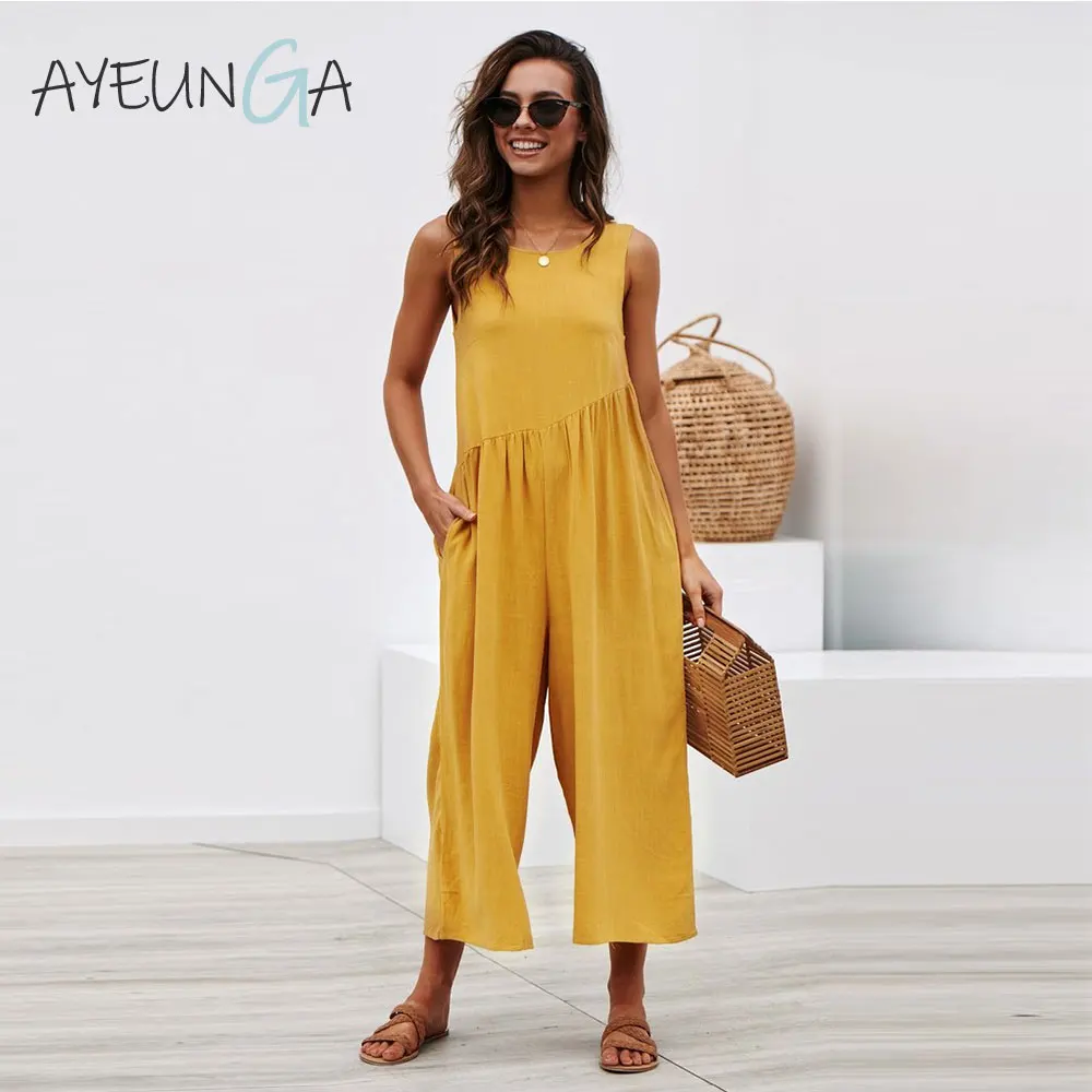 

High Waisted Jumpsuit Woman Long Pants Female Pure Color Backless Loose Overall Summer Romper Fashion Elegant Sexy Bodysuit