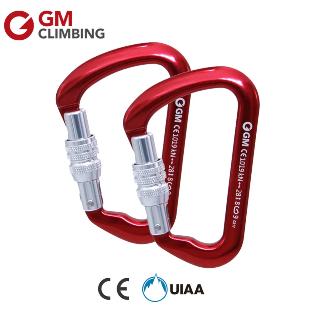 Climbing Carabiner 28kN Screw Locking Carabiner D Buckles Rock Climbing