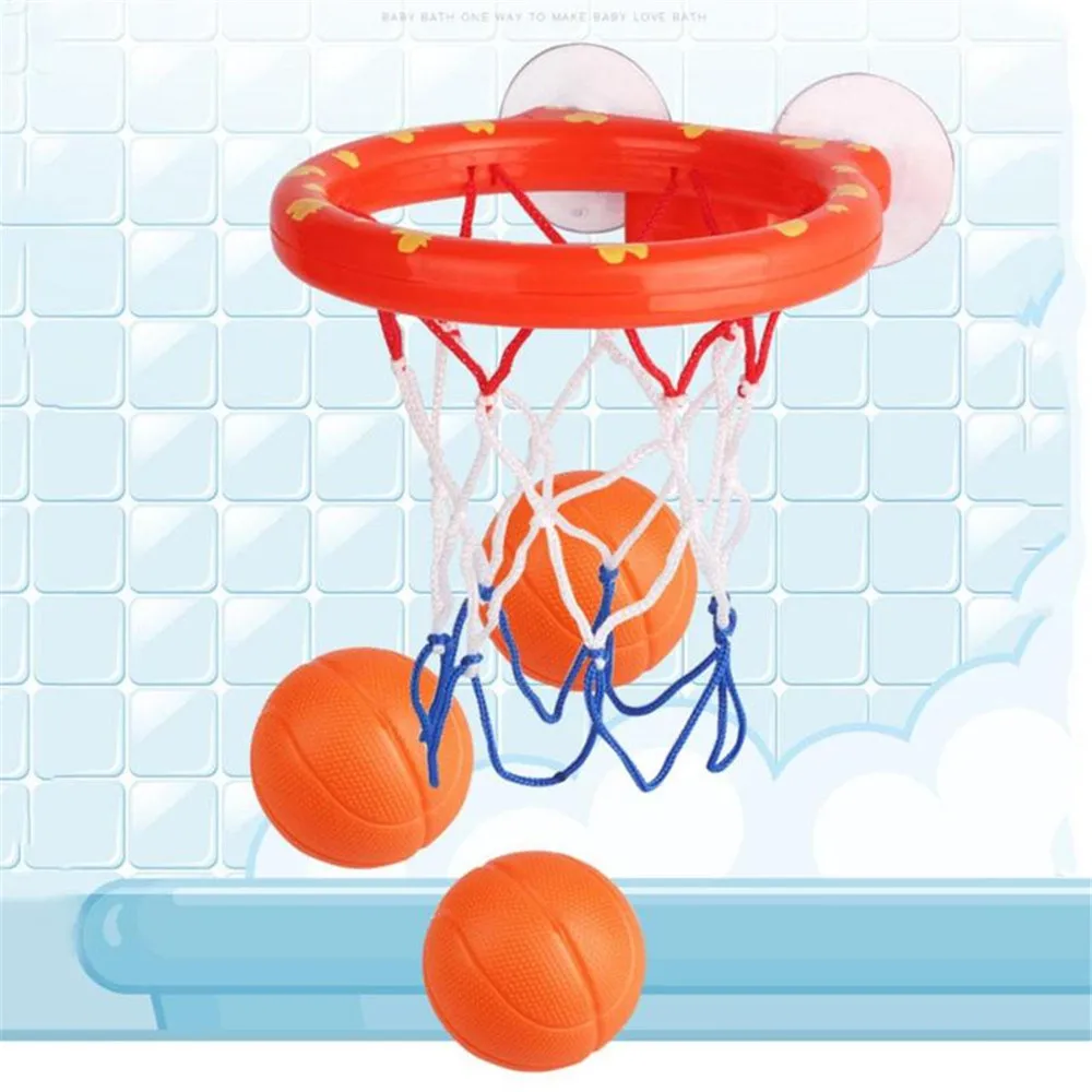 Дети Смешные Игрушки для ванны баскетбольный обруч и мяч Ванна водная игра интересный Крытый спортивный инструмент набор для малышей Девочка Мальчик - Цвет: Оранжевый
