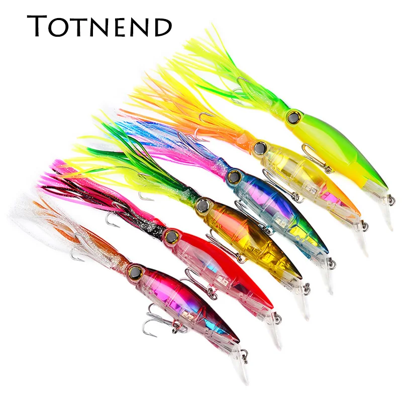 

1 PC 14cm 40g Fishing Artificial Bait Plastic Squid Swim Fishing Lure Hard Bait Tackle Treble Hook
