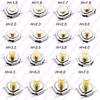 Высокое качество, 50 шт., 5,2x5,2x1,5 мм до 9 мм, 4PIN, SMT, металлический Тактический кнопочный переключатель, тактовый переключатель, клавиша, динамик, аудио кнопка - изображение