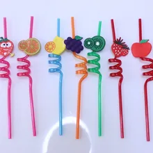 3D фрукты Коктейльные пластиковые соломинки животные соломинки переработка вечерние украшения цвет ассорти 20 шт./партия
