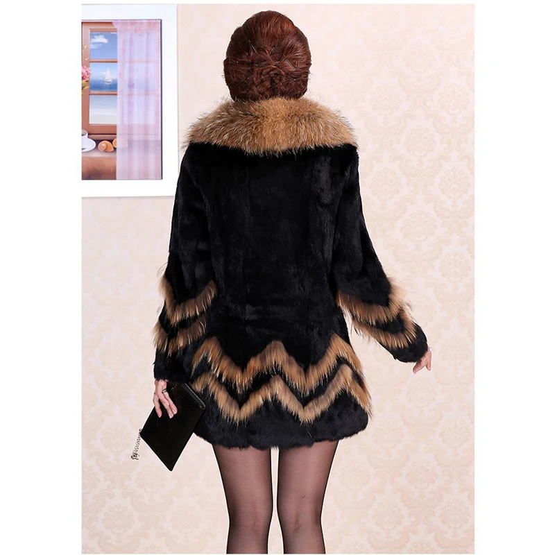 New arrival women real fur jackets and coats winter natural rabbit fur jackets slim fit woman raccoon dog fur collar outerwear