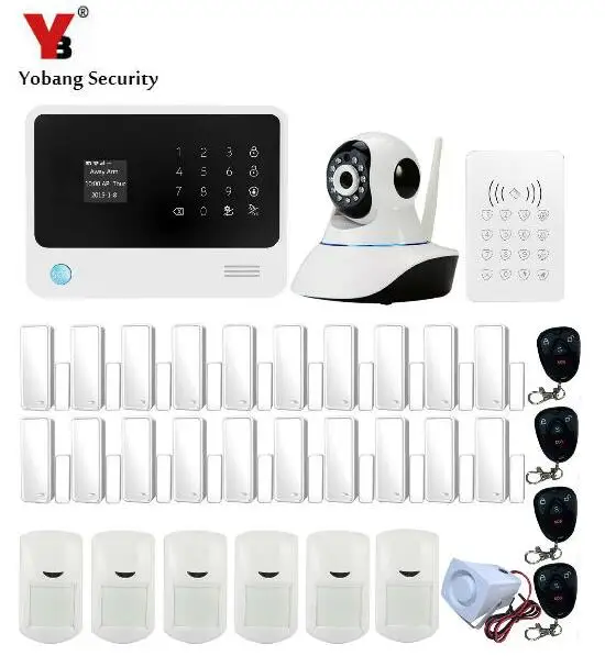 

YoBang Security 2.4G Wireless GSM Home Office Security Alarm System With Indoor IP Camera Detector Door Window Sensor 433MHZ