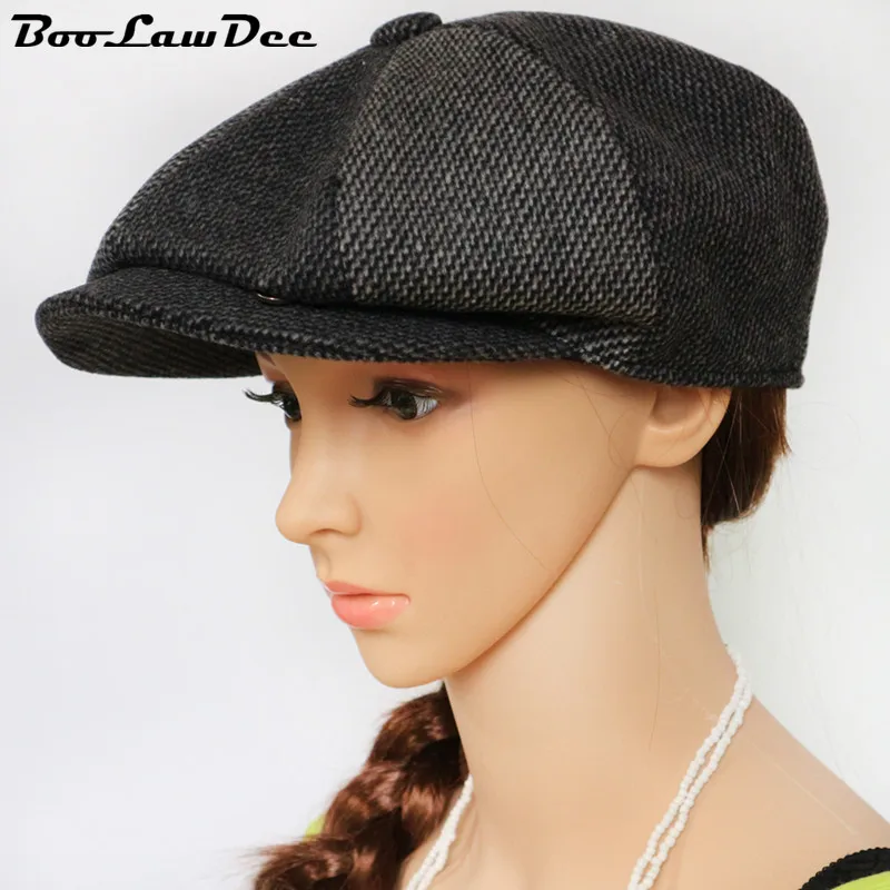 

BooLawDee color patchwork woolen cloth leisure newsboy cap campaniform for men and women early spring and winter wear M613