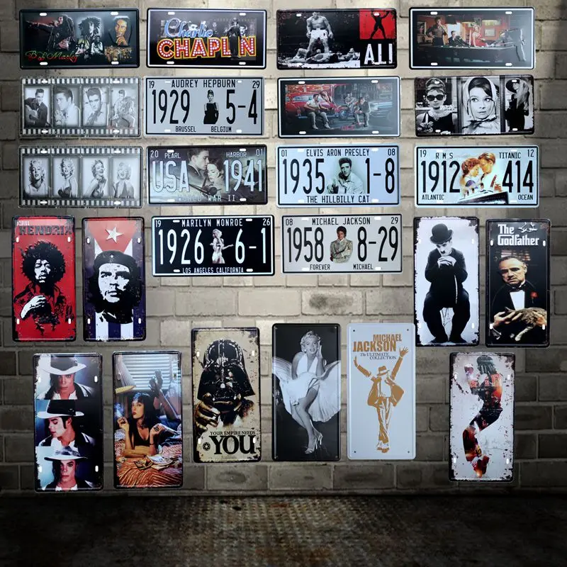 

[ WellCraft ] MOVIE MUSiC STAR CHAPLIN ALI Tin Signs Wall Plaque Poster Decor for Internet Cafes Room Iron Painting HY-1705