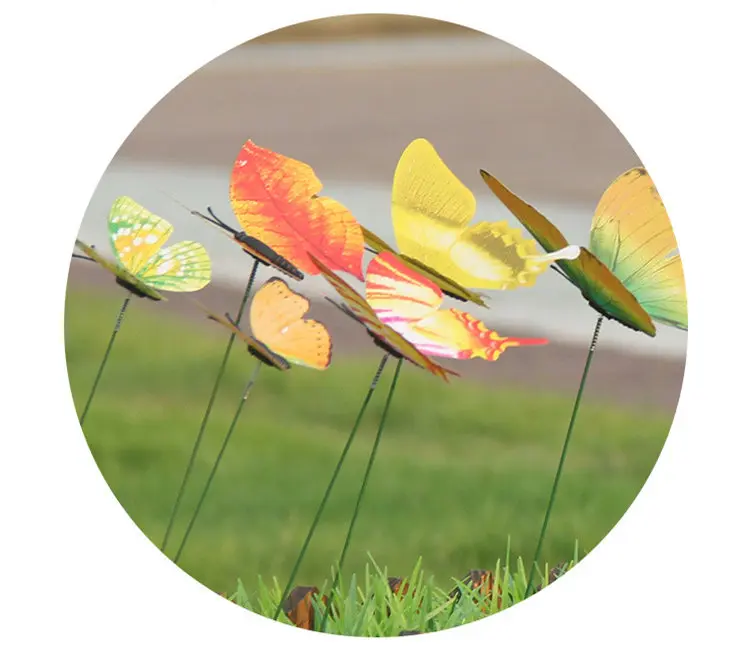 12PCS/Lot 3D Artificial Butterfly Garden Decorations Simulation Butterfly Stakes Yard Plant Lawn Decor Fake Random Color