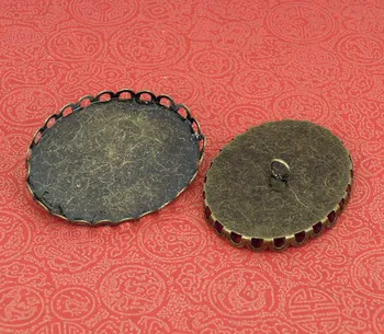 

Black Oval Lace Bezel with Loop Back Caps Buttons Settings Resin Cabochons Connectors Bases DIY Findings Antique Bronze tone