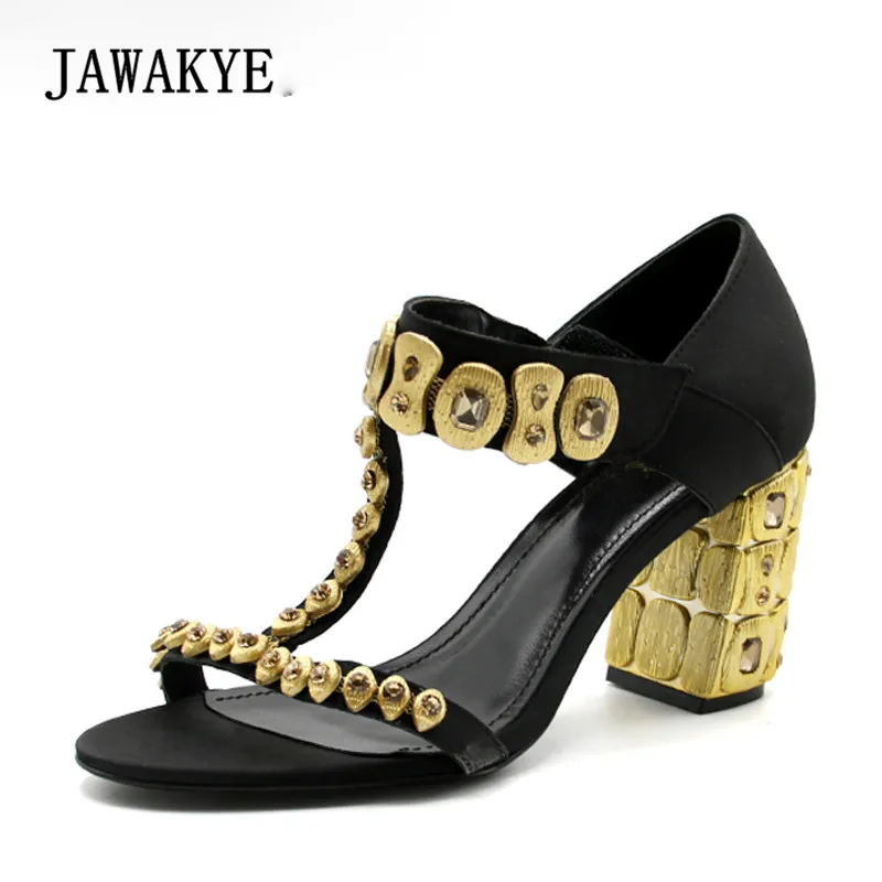 

2018 Newest Runway Sandals Woman Luxury Satin T-strap Rhinestone Diamond Jewellery High Heels Women Sexy Wedding Shoes