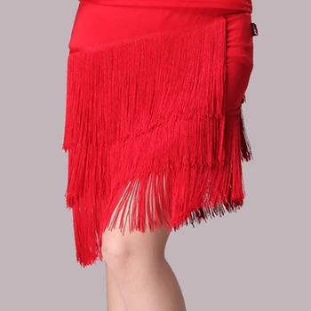 

Latin Dance Skirt Adult female Rumba Samba Tango Ballroom Latin Tap Dance Dress Women Stage Costume Performance Tassel Skirt 39
