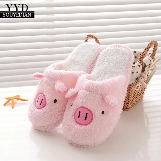 YOUYEDIAN2018 新ラブリー女性フリップフロップかわいいブタの形のホームの床ソフトストライプスリッパ女性の靴の女の子冬春暖かい