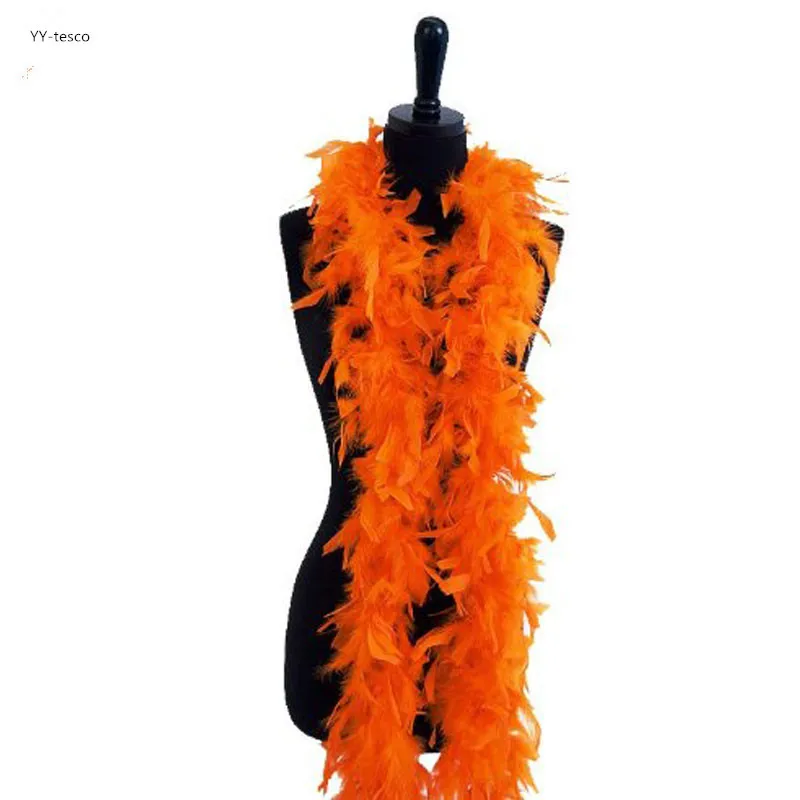 2 метра красное пушистое перо индейки Боа около 40 грамм юбка отделка для вечерние/костюм/шоу куриное перо полосы свадебные украшения - Цвет: Orange