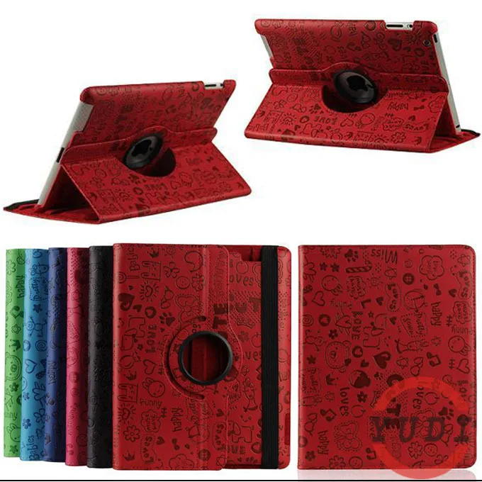 

For iPad 2 for iPad 3 for iPad 4 case 360 Rotate PU leather protective skin for Apple ipad 2 3 4 Stand Tablet Accessories YD