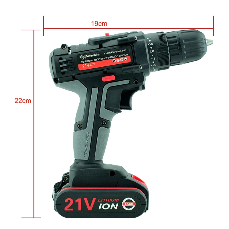 Cena Wysokiej jakości 21V elektronarzędzia Home bezprzewodowy wkrętak elektryczny wielofunkcyjny akumulator Mini wiertarka elektryczna 2 baterie + prezent