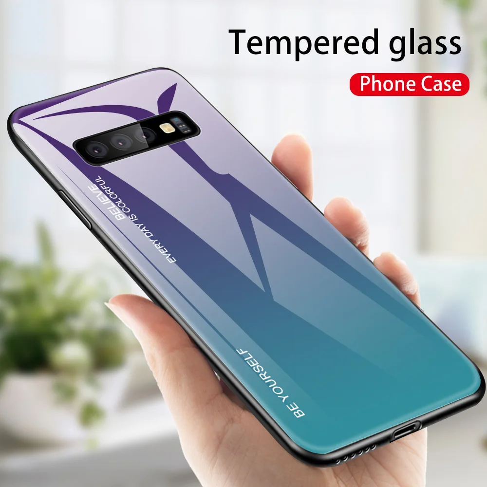 

Gradient Tempered Glass Case For Samsung Galaxy A10 A30 A50 A8S Cases Cover For Galaxy M10 M20 M30 A9 A8 star Protective Cover