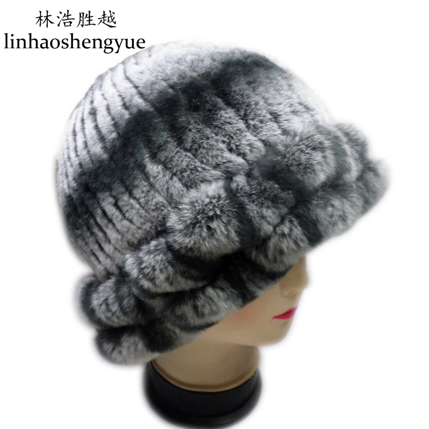 

Linhaoshengyue Ruffled fur hat rabbit fur real fur women cap winter warm fashion hat freeshipping