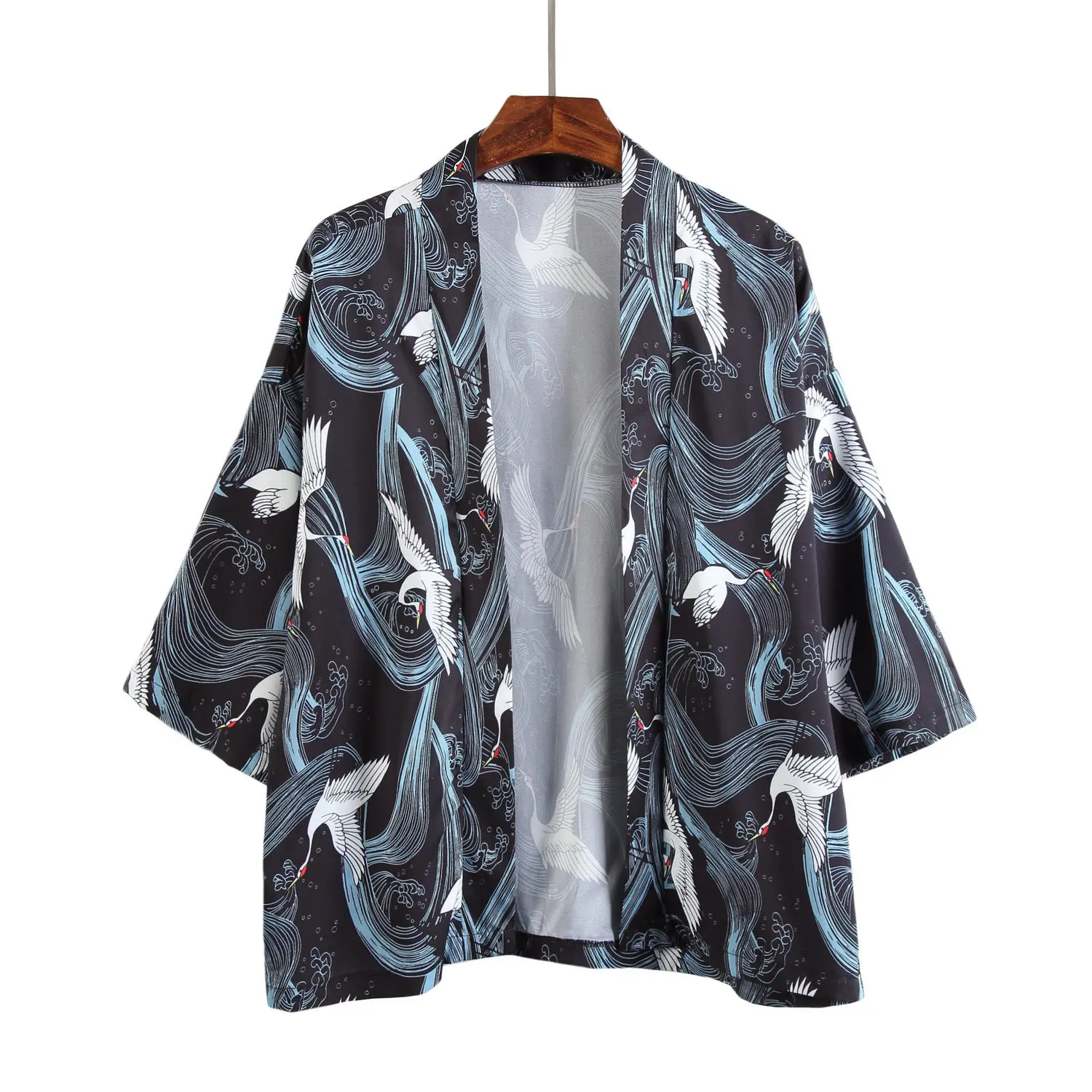 5XL мужская мода кран печать кимоно кардиган в китайском стиле Hanfu тонкий