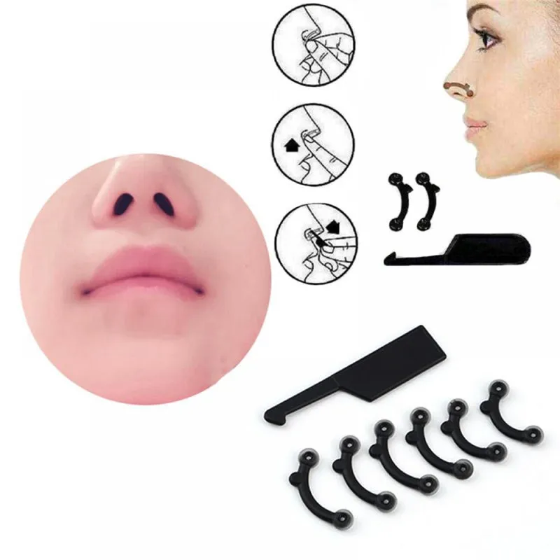 6 Teile/satz Schönheit Nase Bis Lifting Brücke Shaper Massage Werkzeug, Keine Schmerzen Nase Gestaltung Clip Clipper Frauen Mädchen Massager 3 größe
