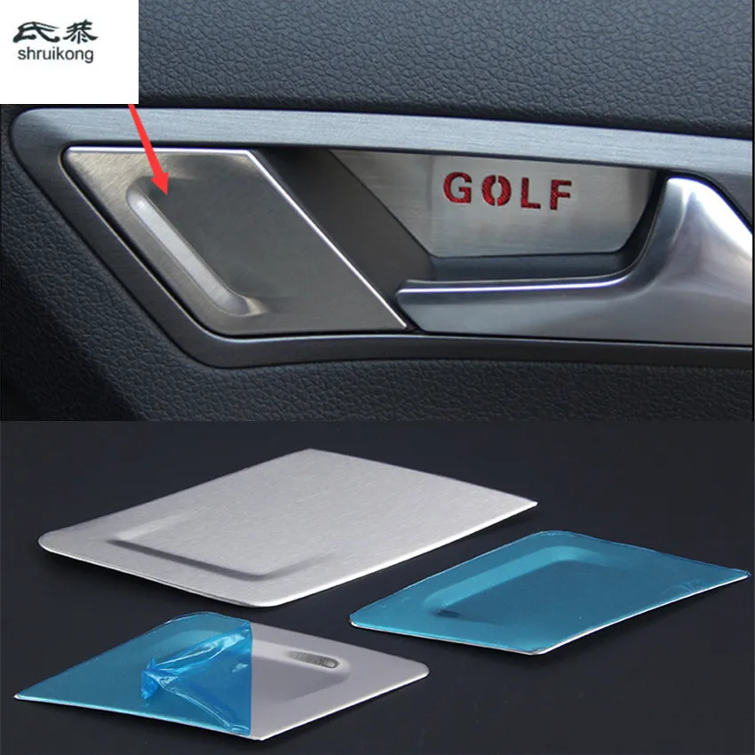 

Free shipping 3pcs for Volkswagen VW golf 7 MK7 cars interior door shake handshandle stainless steel decoration sequins