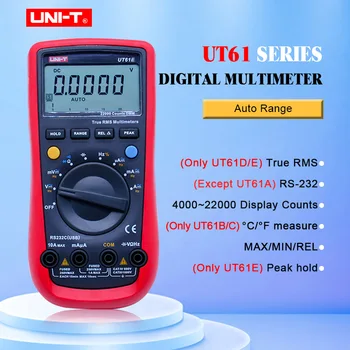 

UNI-T UT61E Digital Multimeter Auto Range True RMS UT61A/B/C/D Data hold Diode test buzzer continuity Multimetro+Gift