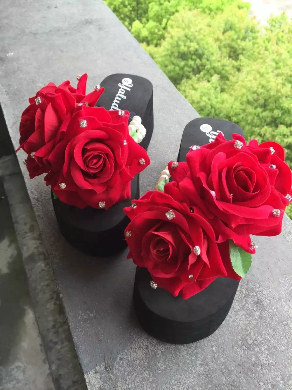 

Women Flip Flops Home Beach Summer Non-slip Leisure Slippers Lovers Sandals size big red rose slippers size 35-44