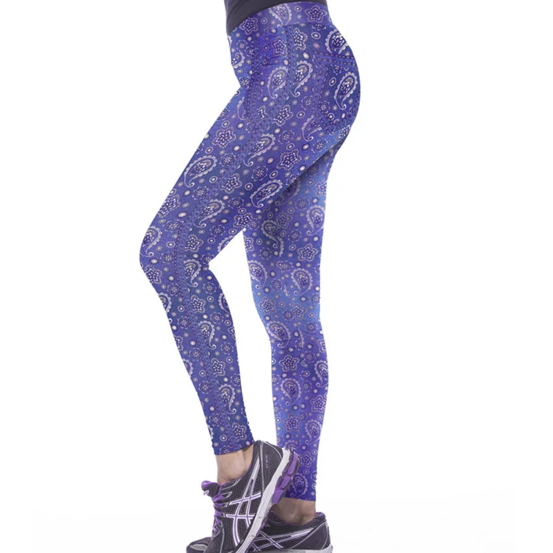 Purple National Floral 3D Print Sport Leggings Women