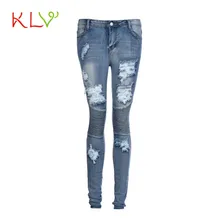 2017KLV сексуальные pantalones новый стильный Женщин Denim Ripped Карандаш Брюки Хлопка Стрейч Кожа Да Кости Стройный Брюки calcas 17May 12