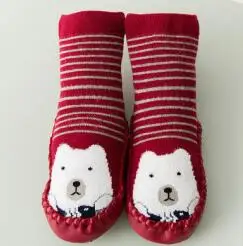 Детские носки для новорожденных, хлопковые носки для детей ясельного возраста Нескользящие толстые носки для младенцев, Мультяшные носки без пятки Детские Подарочные Детские зимние штаны домашняя обувь для помещения - Цвет: 1
