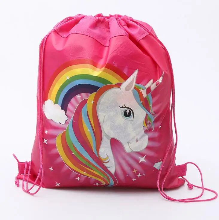 Модный шнурок сумка 3D печать единорог Drawstring Рюкзак Женский Повседневный ранец Девочки Drawstring сумки дети