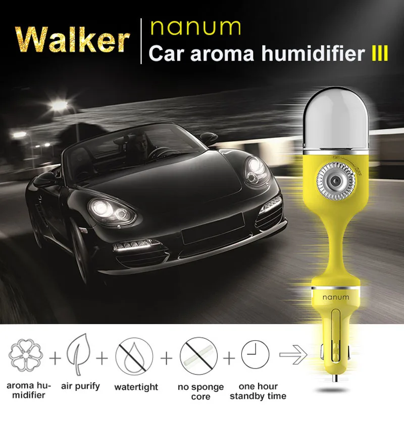 Nanum Автомобильный увлажнитель воздуха мини автомобильный Арома эфирный масляный диффузор; увлажнитель ароматерапия портативный Прохладный очиститель воздуха в автомобиле