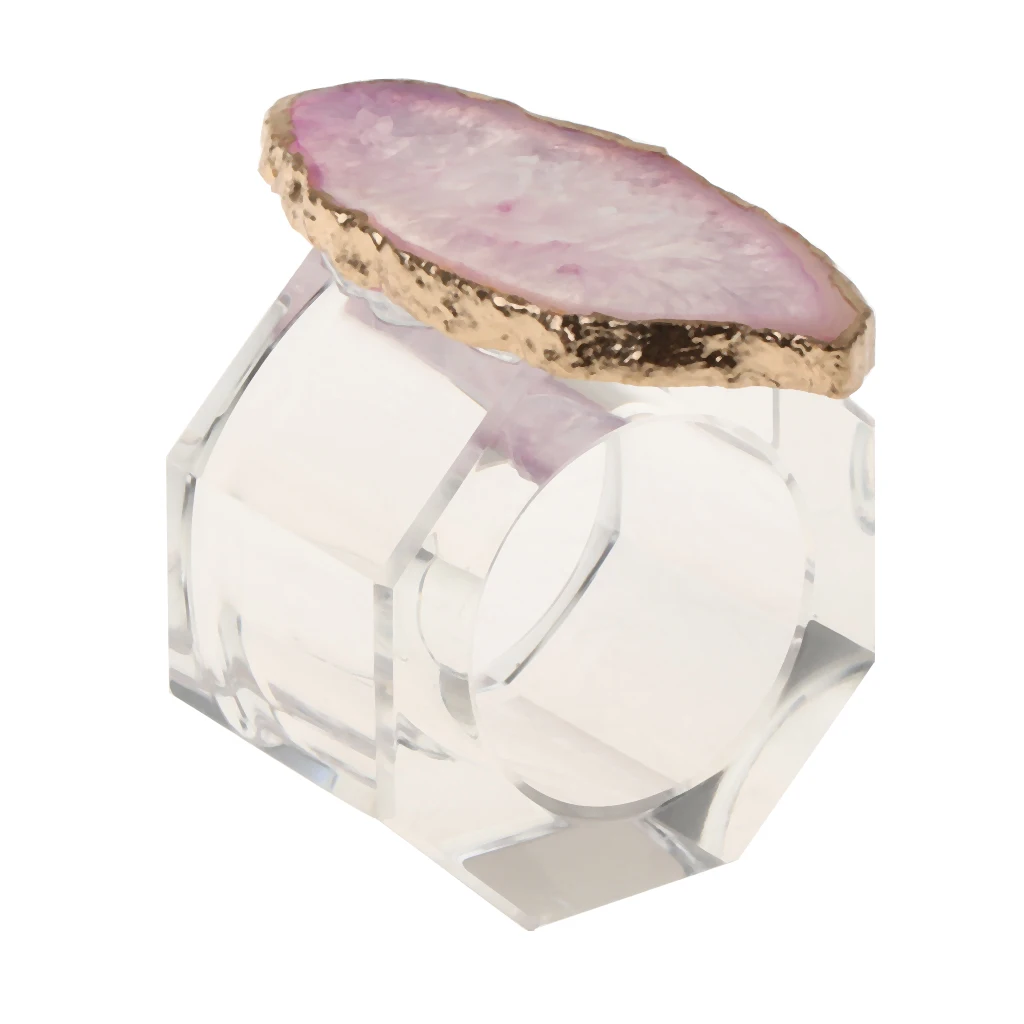 Crystal Napkin Serviette Ring Holders Table Adornment Party with Agate Decor
