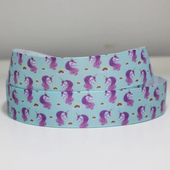 

50yards 7/8" 1" 1.5" 2" 3" 22mm 25mm 38mm 50mm 75mm unicorn head printed grosgrain ribbon for headband hair bow hair tie