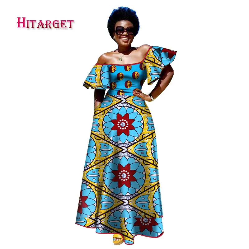 

Hitarget 2017 African Dresses for Woman Print Splice Squar Collar Long Big Dresses Dashiki African Traditional Clothing WY2336