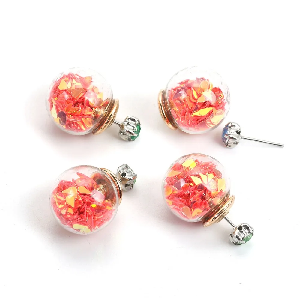 

DoreenBeads Glass Ear Nuts Post Stopper Earring Findings Ball Gold Multicolor AB Color Sequins Charms 16mm( 5/8"), 10 PCs