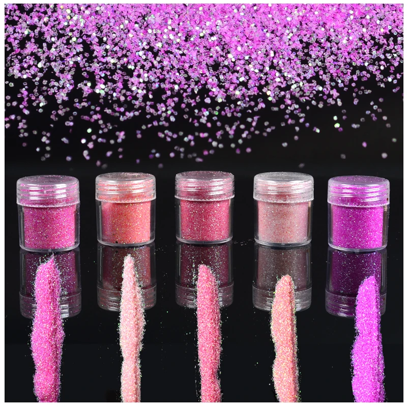 

1 Bottle 10ml 5 Colors Optional Pink Shining 3D Nail Glitter Acrylic Glitters Powder Tips Nail Art Decorations For Nails Polish