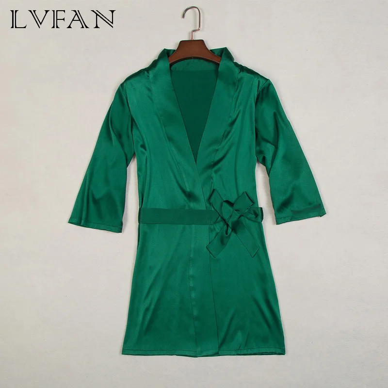

Nightgown women pajamas home sleep wear lingerie Silk Seven-Dimensional Sleeve Nightgown Silk Bathrobe House-wear LVFANOCSP-003