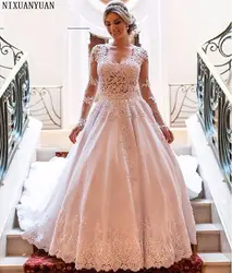 Сексуальное прозрачное кружевное свадебное платье Elegnat A-Line с длинным рукавом Vestido De Noiva свадебное платье на заказ