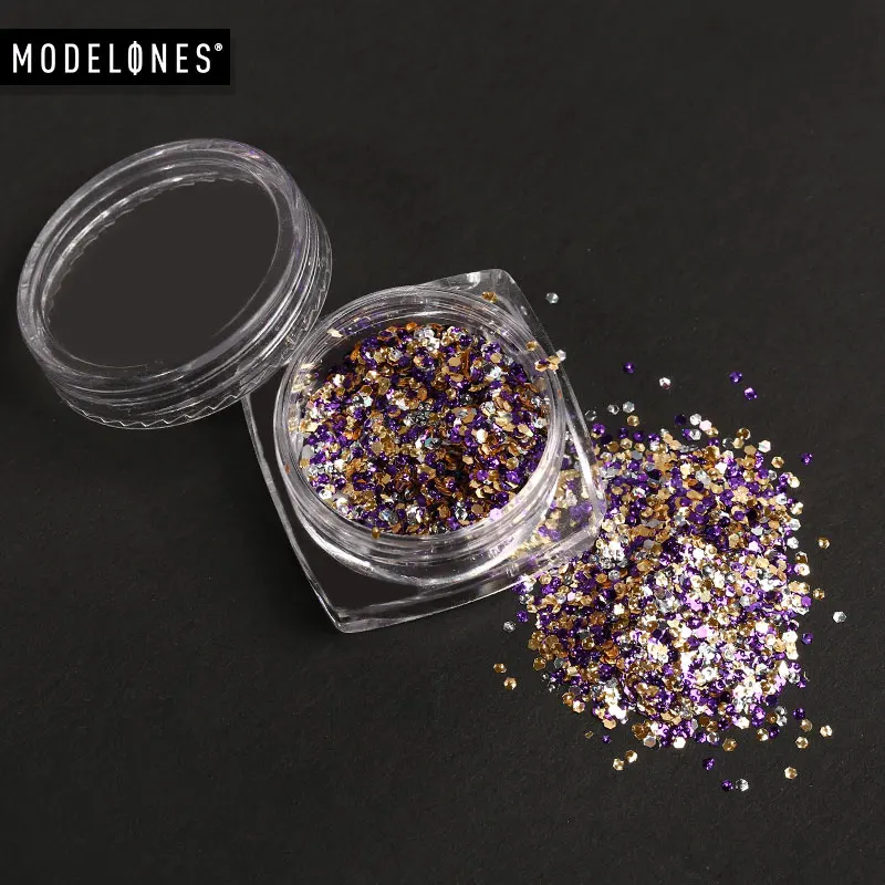 Modelones Nail Art Glitter Powder Decorations Colorful Nail Beads For Gel Polish DIY Nail Design Powder Nail Decor