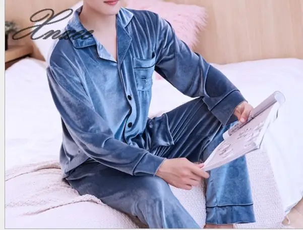 2020 Xnxee autumn and winter new couple models home service men's soft fashion casual pajamas set