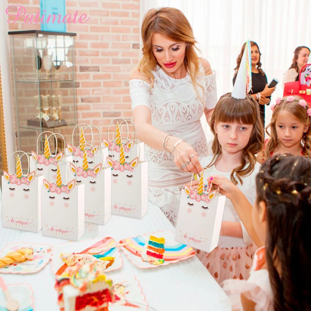 

PATIMATE Unicorn Birthday Gift Bag Sticker Unicorn Candy Box Baby Shower Party Unicorn Themed Party unicorn Decoration