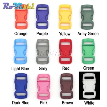 

12pcs/pack Mixed Colorful 3/8"(10mm) Plastic Buckles Contoured Curved For Paracord Bracelets
