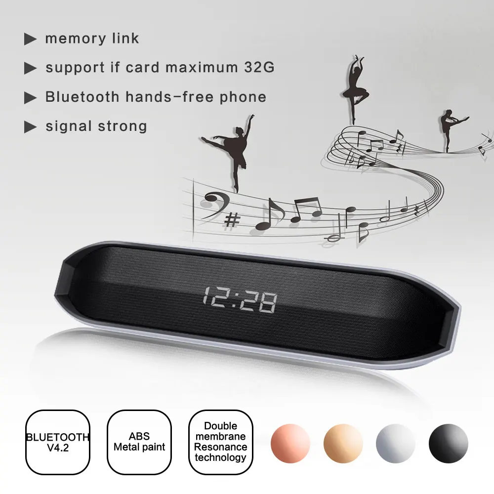 AMTERBEST Y-03 Bluetooth Speaker Support TF Card AUX FM Radio with LED Clock Display Portable Wireless Loudspeaker For Phone