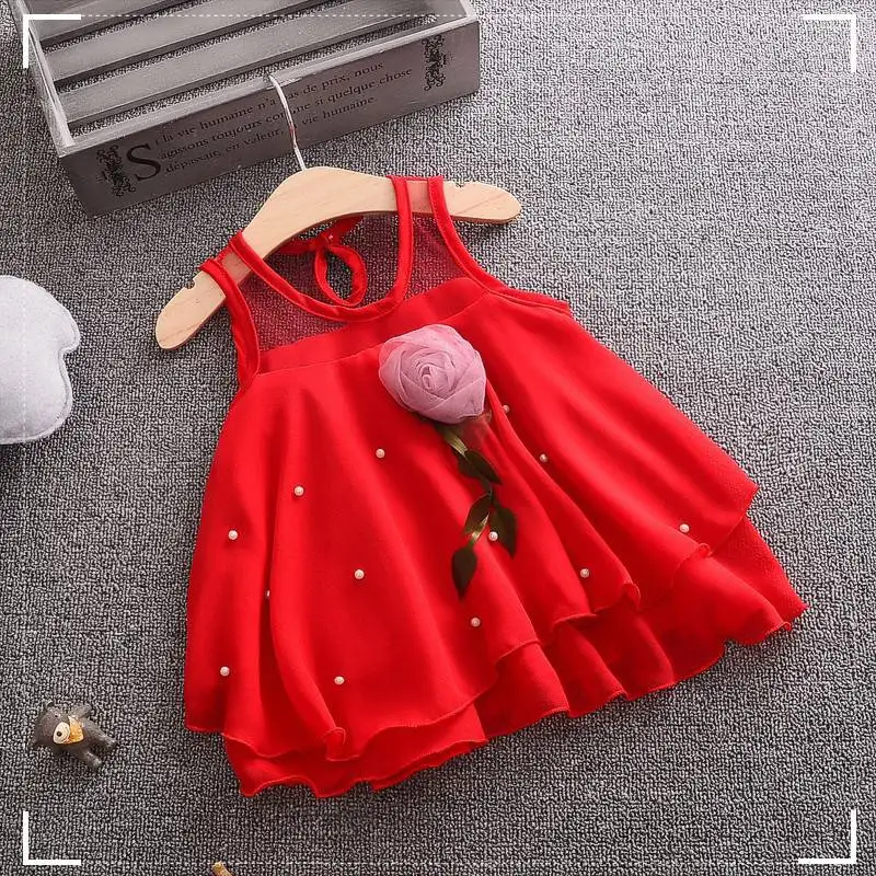 WEIXINBUY/летнее платье принцессы; Хлопковое платье-майка персикового цвета с вышивкой для маленьких девочек; От 1 до 4 лет платье высокого качества для маленьких девочек - Цвет: Style8-R